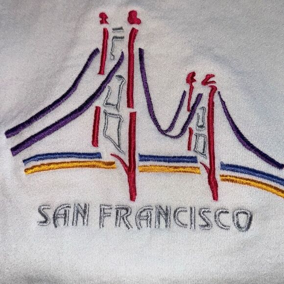 Vintage 80’s 90’s Lee Heavyweight White Graphic Sweatshirt Embroidered San Franc - Picture 6 of 11